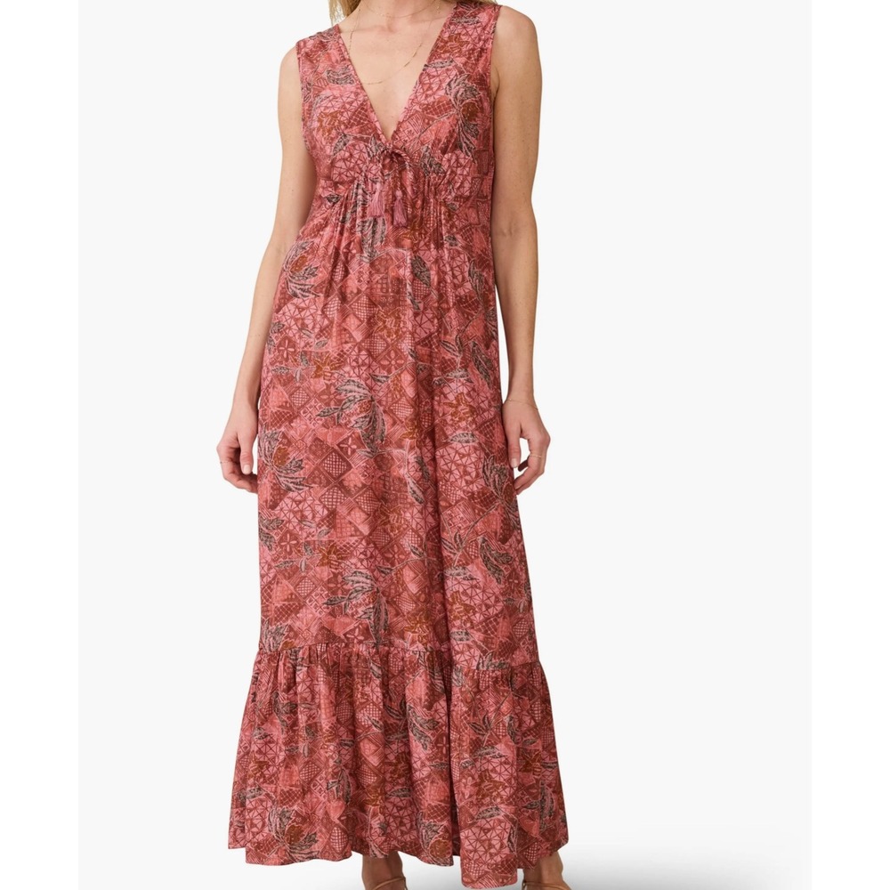 Faherty met Eden Maxi Dress Floral Ruffle L Boho Coastal Cottagecore Romantic